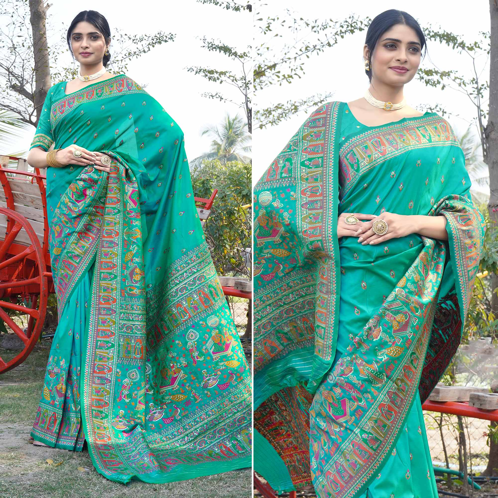 Rama Green Woven Pure Silk Saree