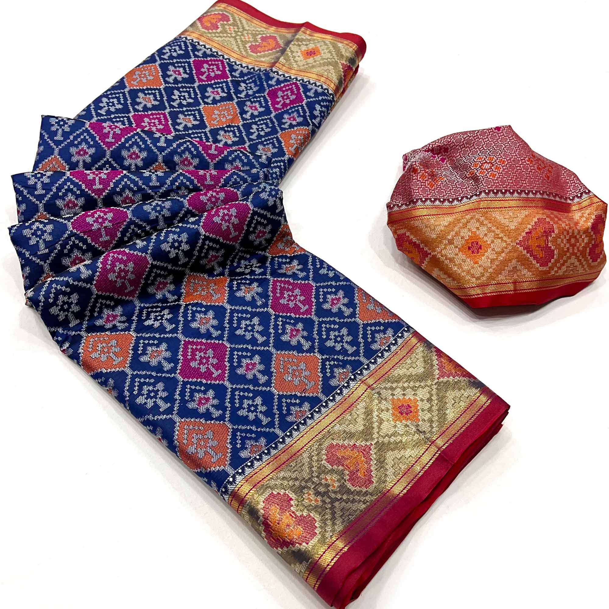 Blue Woven Cotton Silk Patola Saree