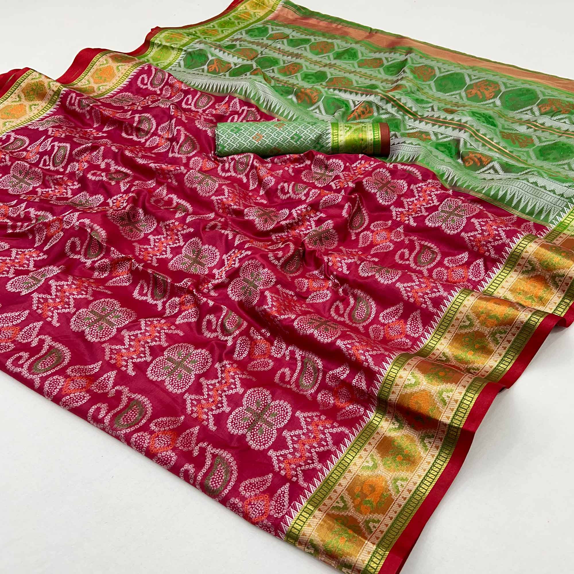 Maroon Woven Art Silk Patola Saree