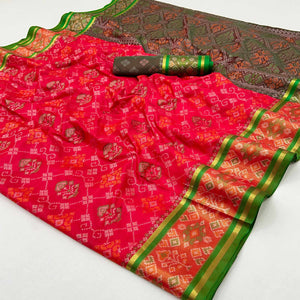 Red Woven Art Silk Patola Saree