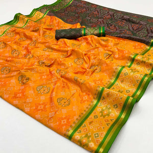 Mustard Woven Art Silk Patola Saree