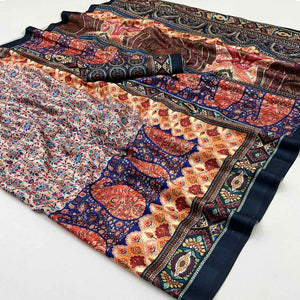 Cream Floral Digital Printed Pashmina Saree