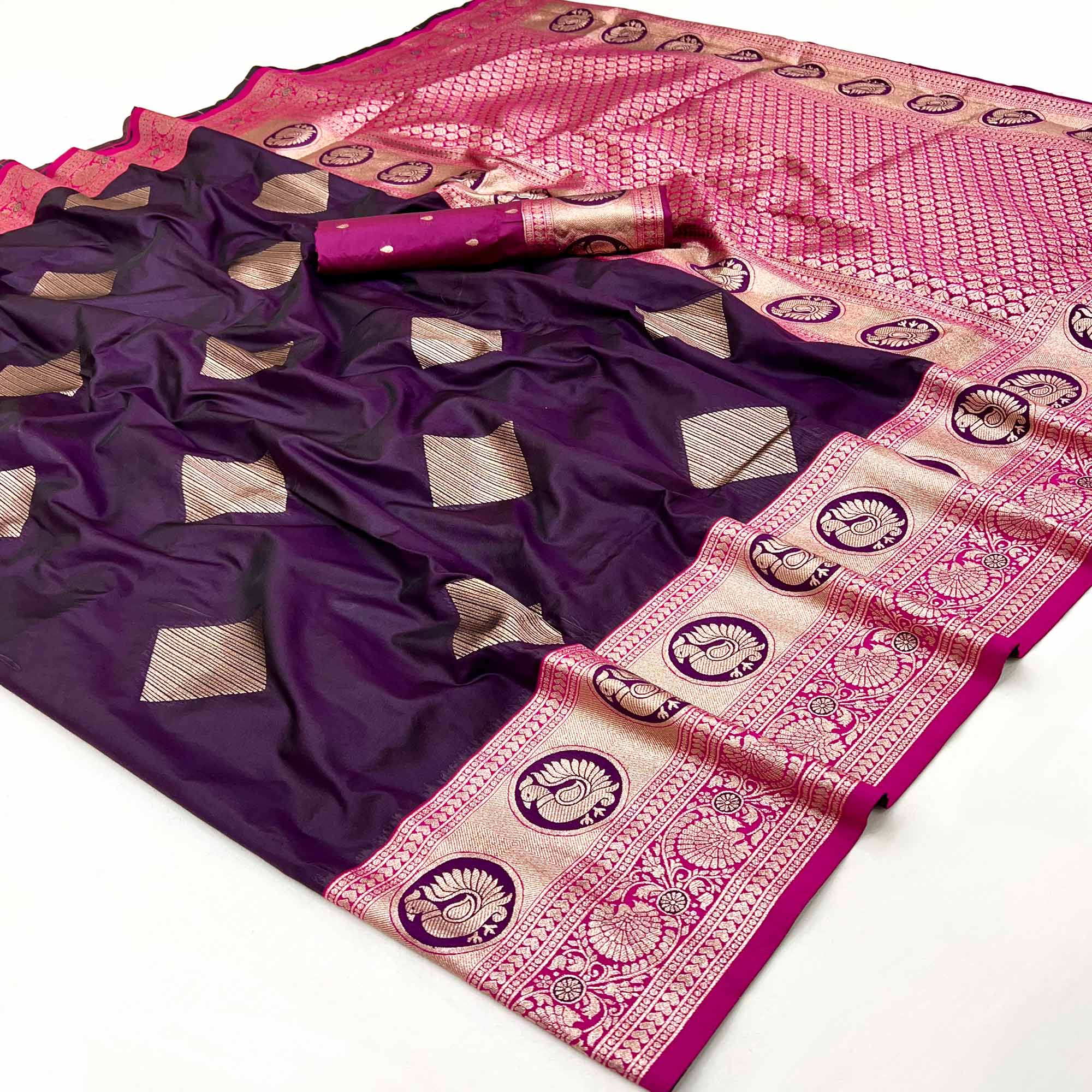 Dark Wine Zari Woven Art Silk Saree With Opulent Banarasi Pallu Work