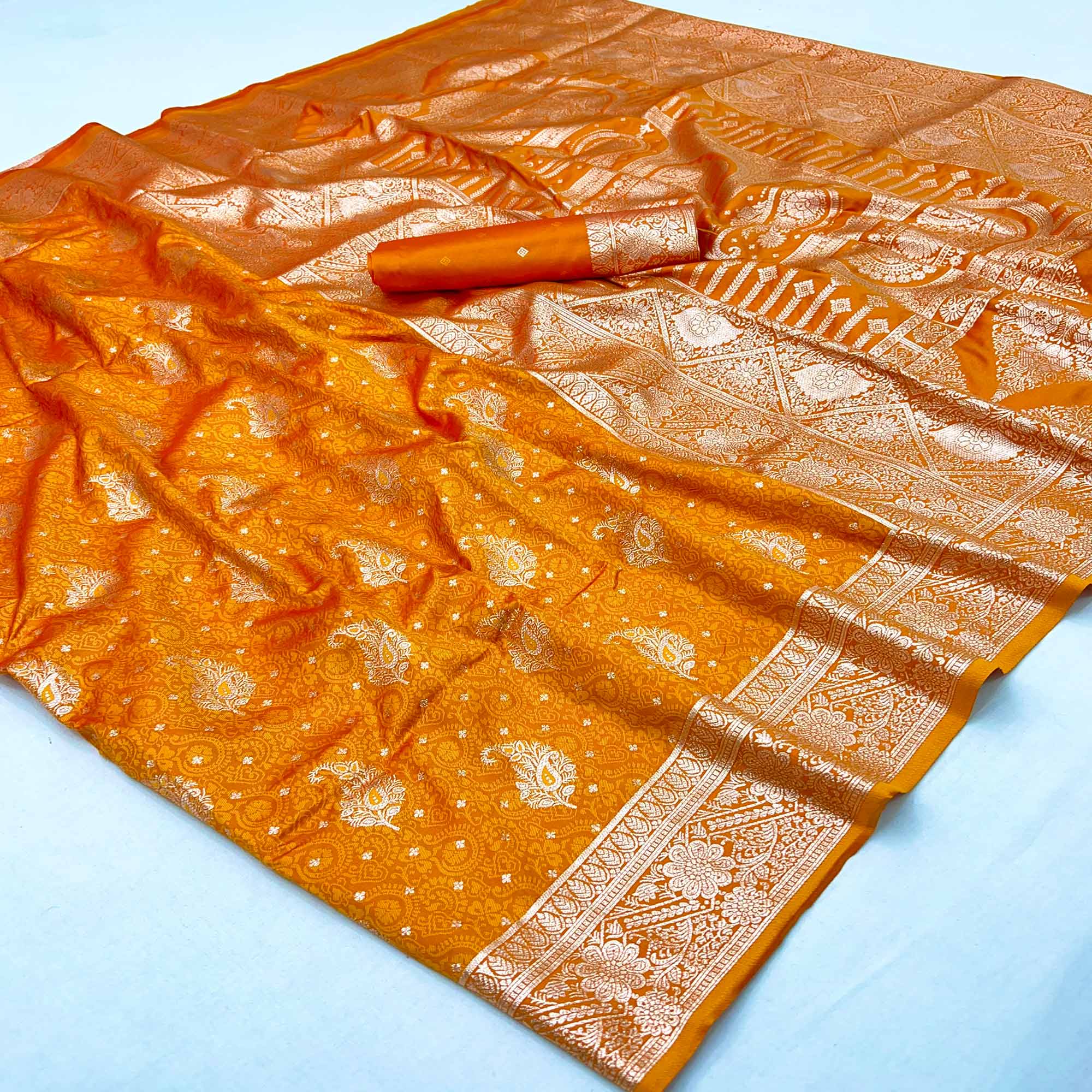 Mustard Zari Woven Saree in Soft Art Silk with Heritage Paisley Designs