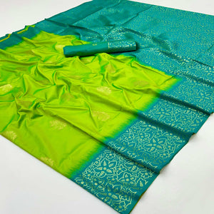Green Saree Woven In Art Silk With Alluring Floral Zari Detailing