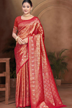 Exclusive Maroon Paisley & Floral Pattern Weaving Kanjivaram Silk Saree With Tassel Pallu