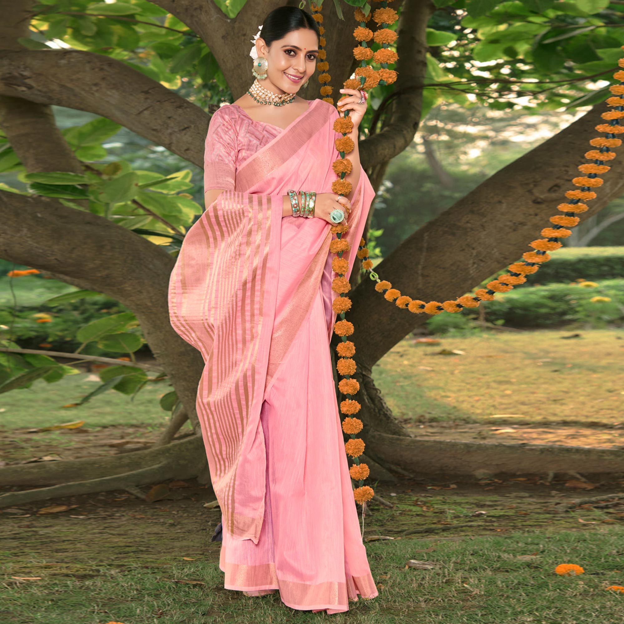 Pink Pure Cotton Saree