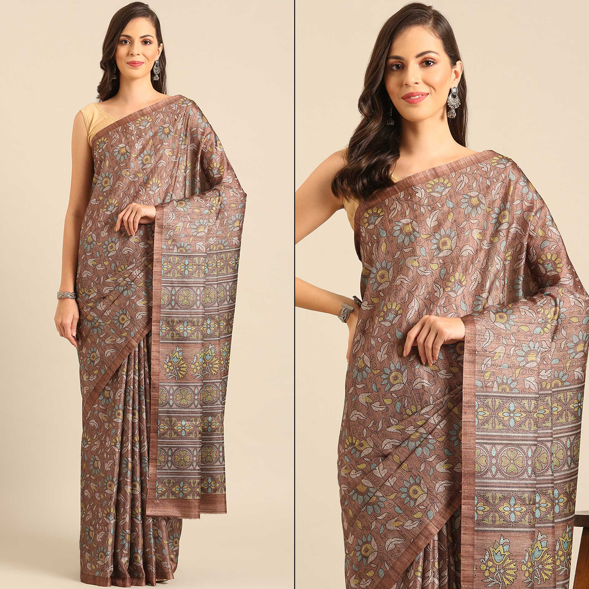 Pine Green Cotton Blend Saree