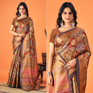 Multicolor Printed Pashmina Saree