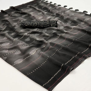 Black Woven Georgette Saree