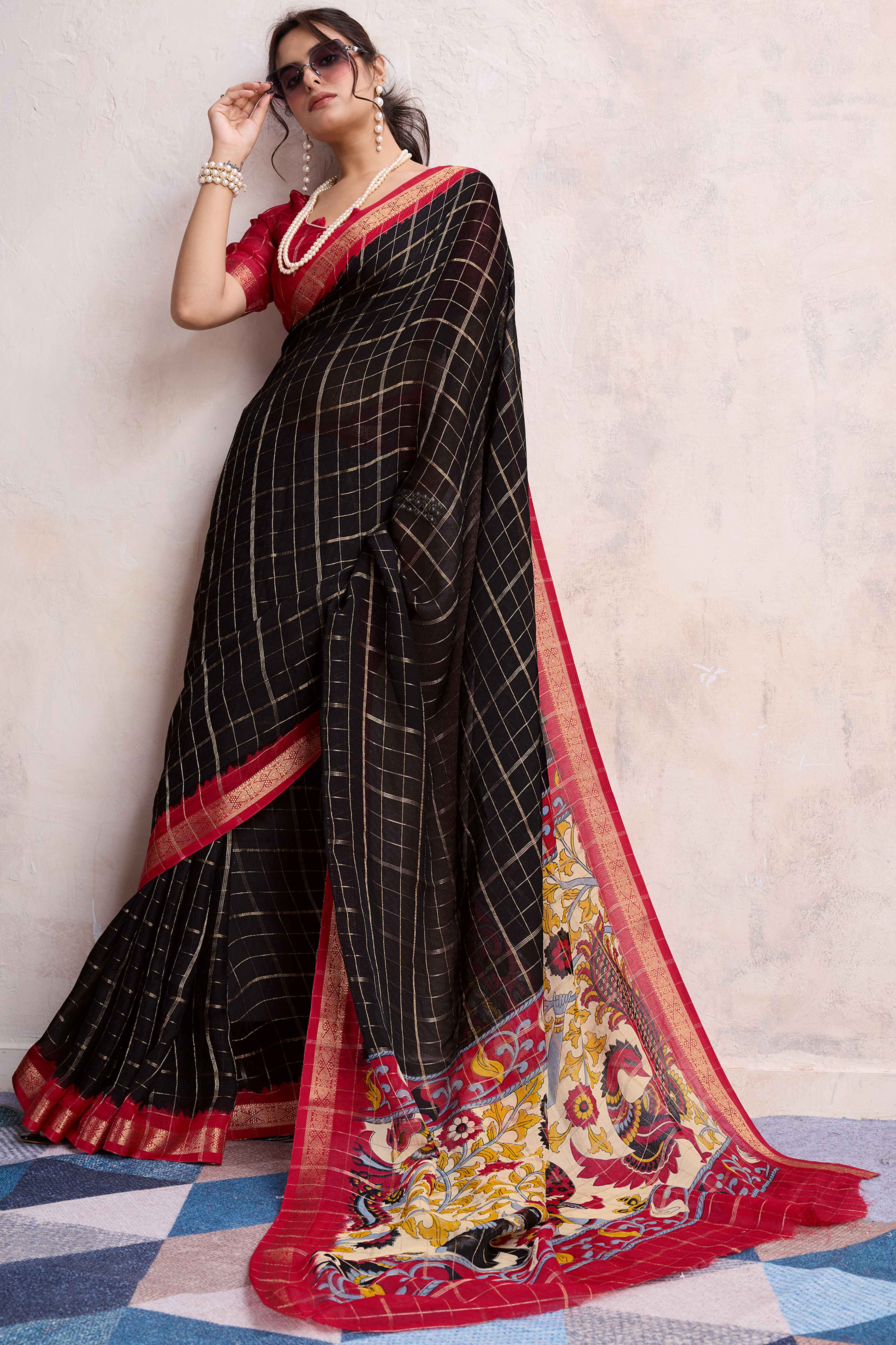 Black Zari Woven Cotton Silk Saree