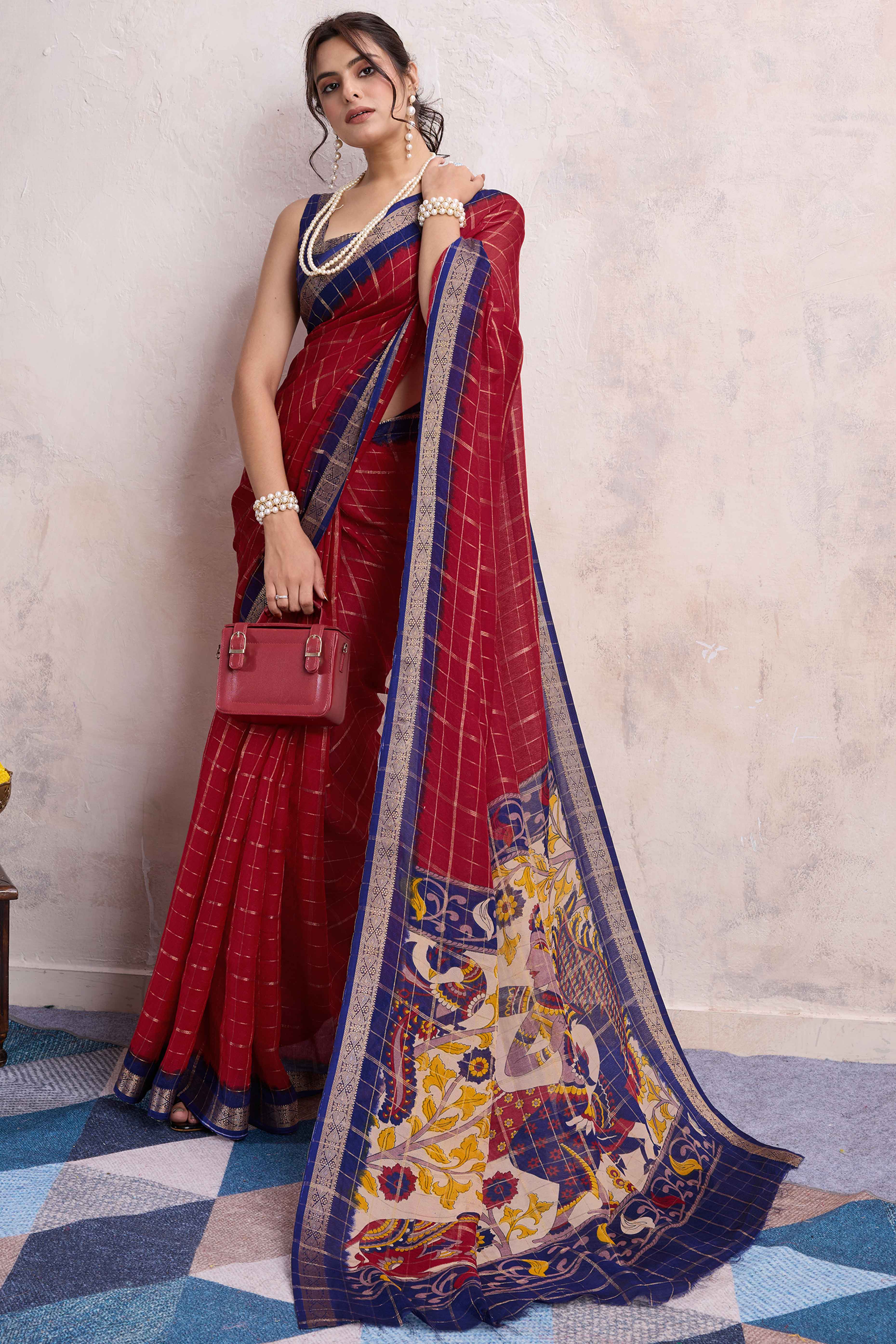 Red Zari Woven Cotton Silk Saree