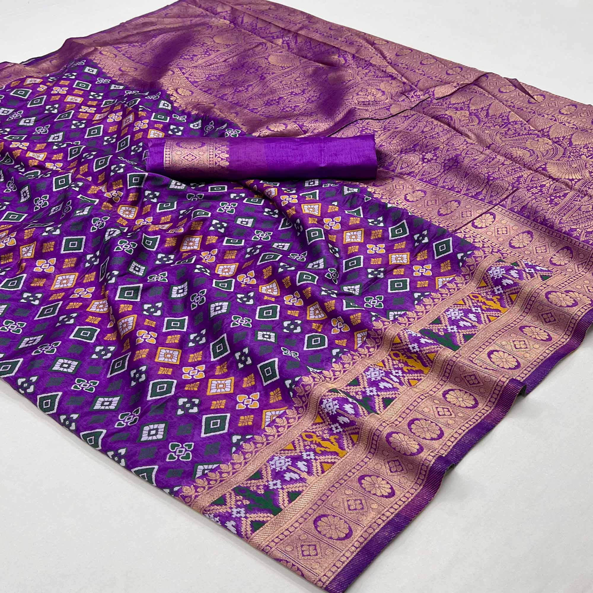 Purple Woven Art Silk Saree