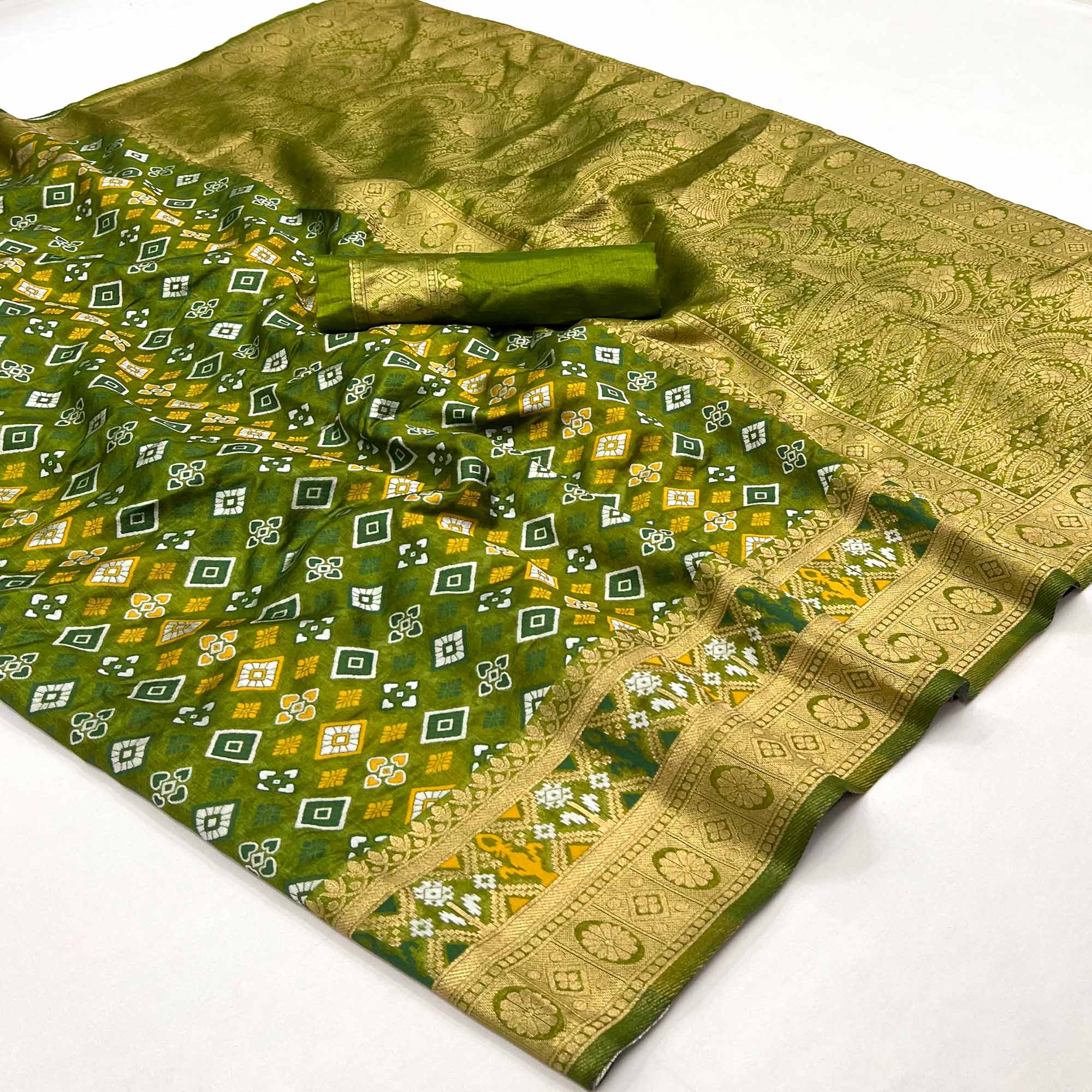 Green Woven Art Silk Saree