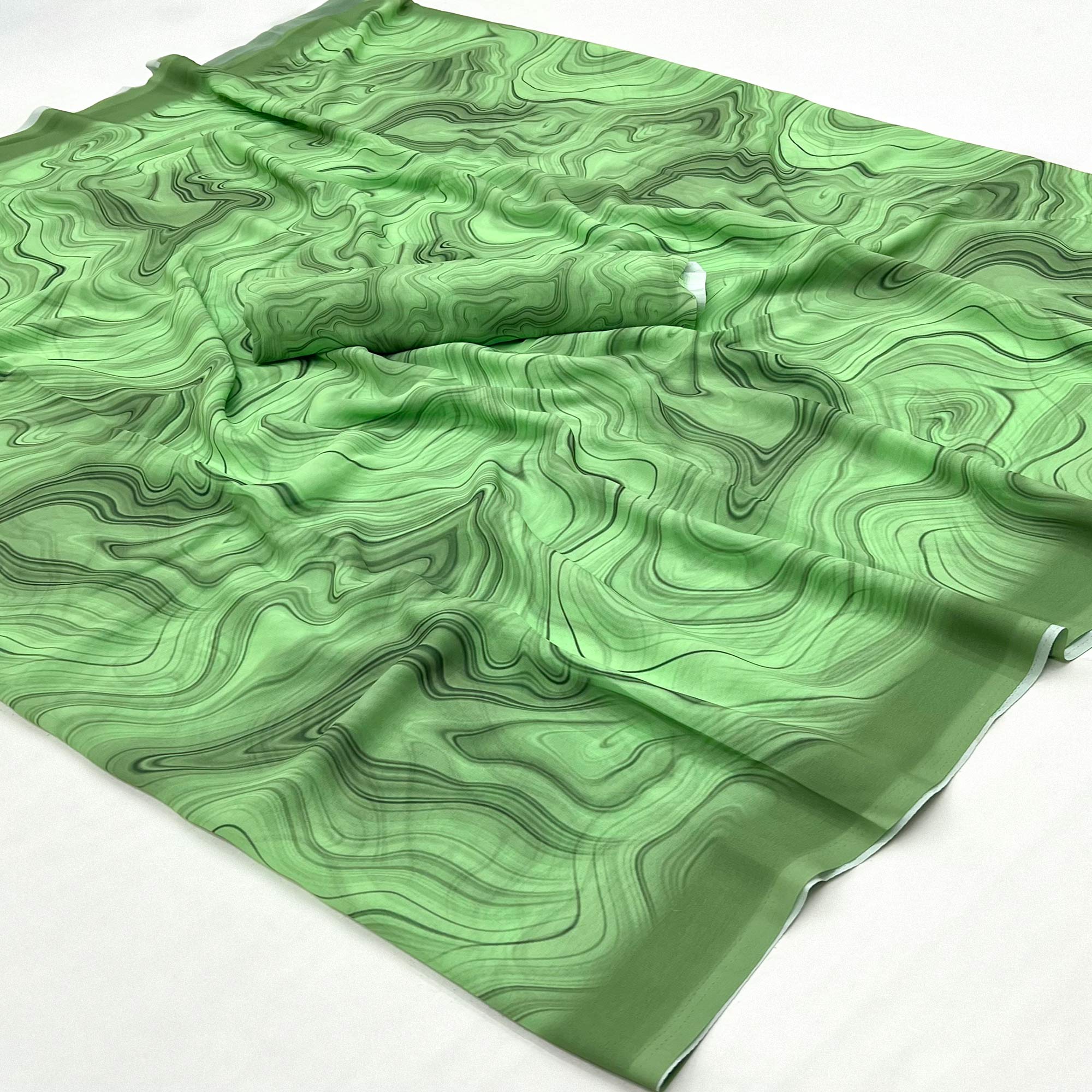 Green Digital Printed Georgette Saree