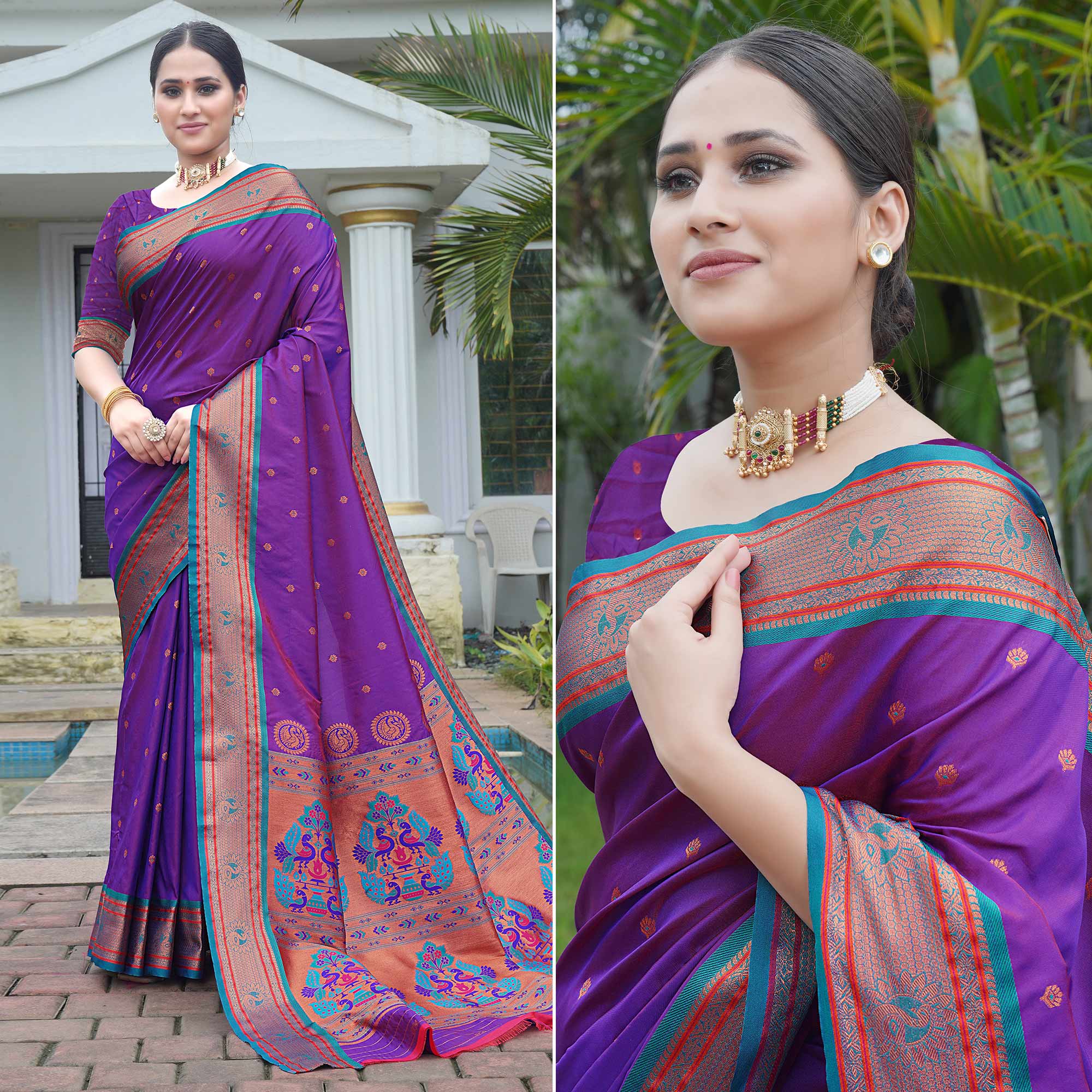 Misha Magenta Paithani Art Silk One Minute Saree