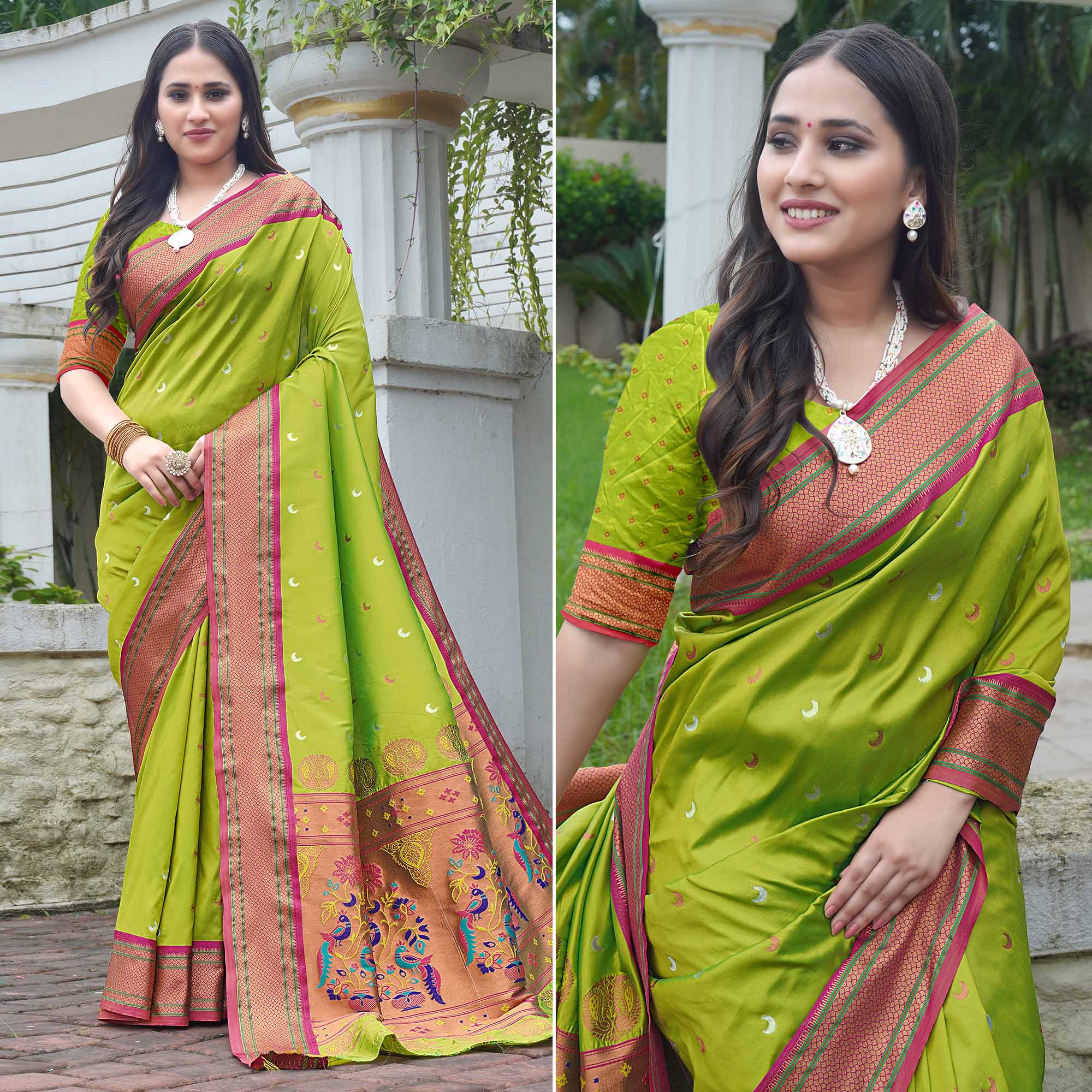 Green Woven Paithani Art Silk Saree