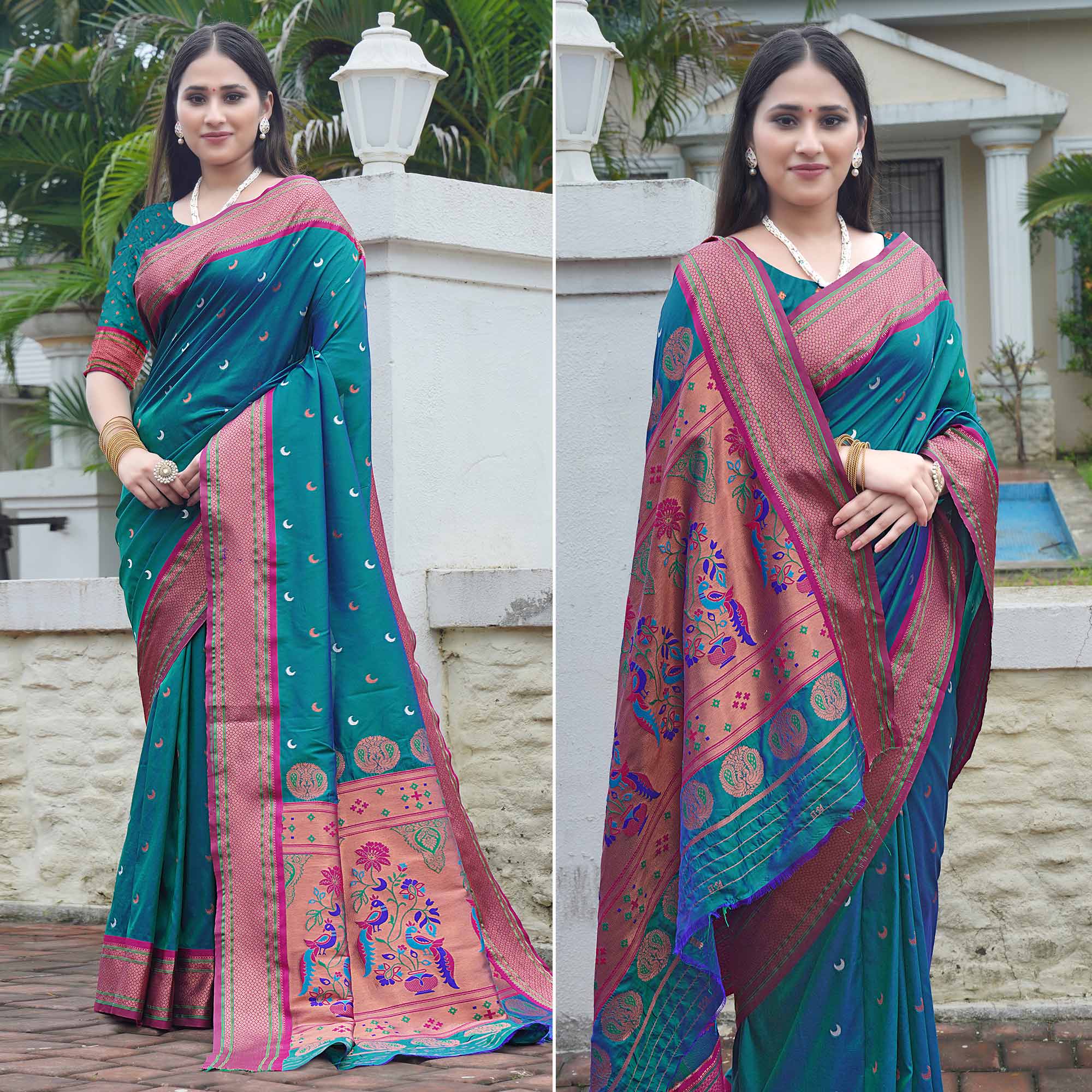 Morpich Woven Paithani Art Silk Saree