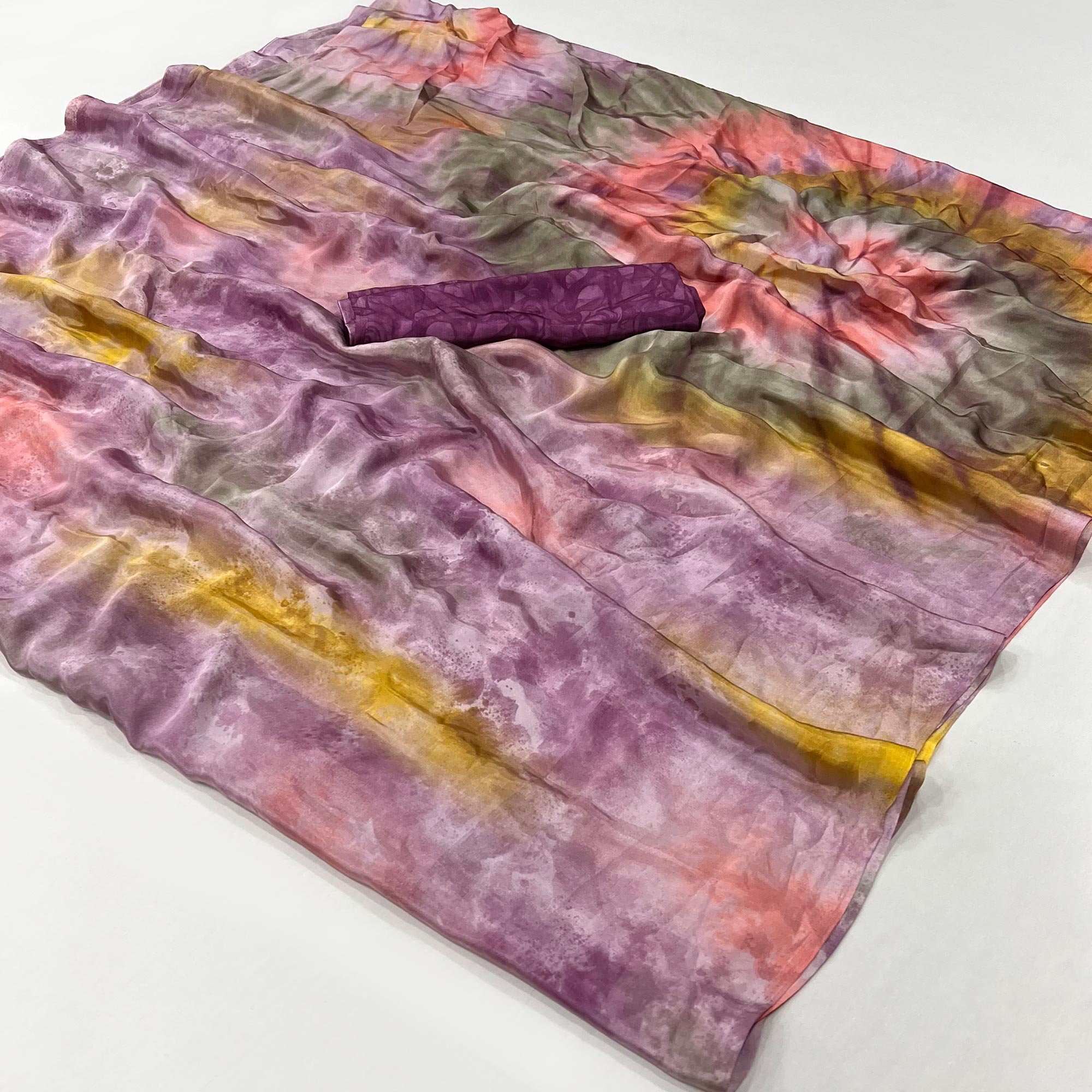 Purple Printed Crepe Silk Saree