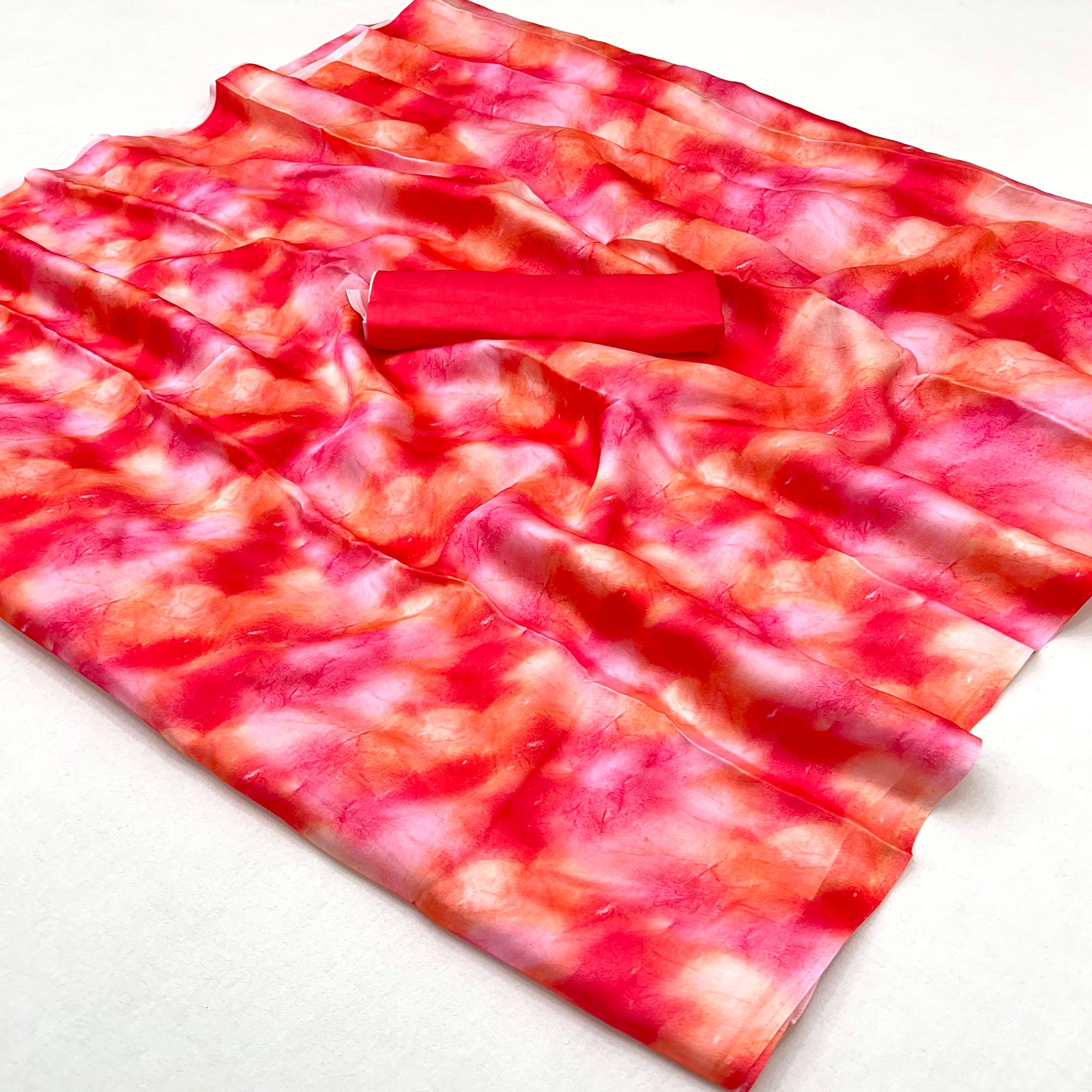 Rani Pink Abstract Digital Printed Georgette Saree