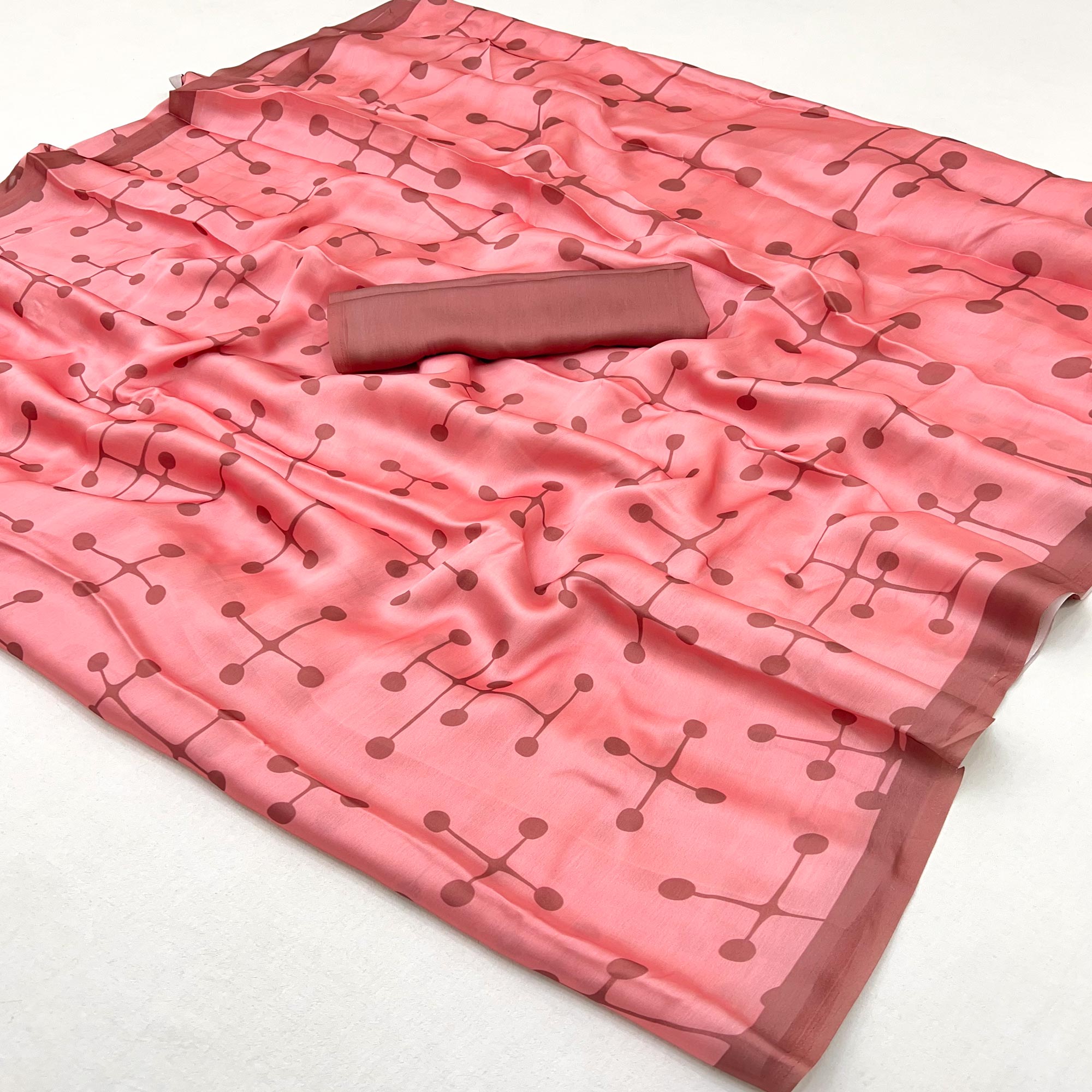 Peach Digital Printed Georgette Saree