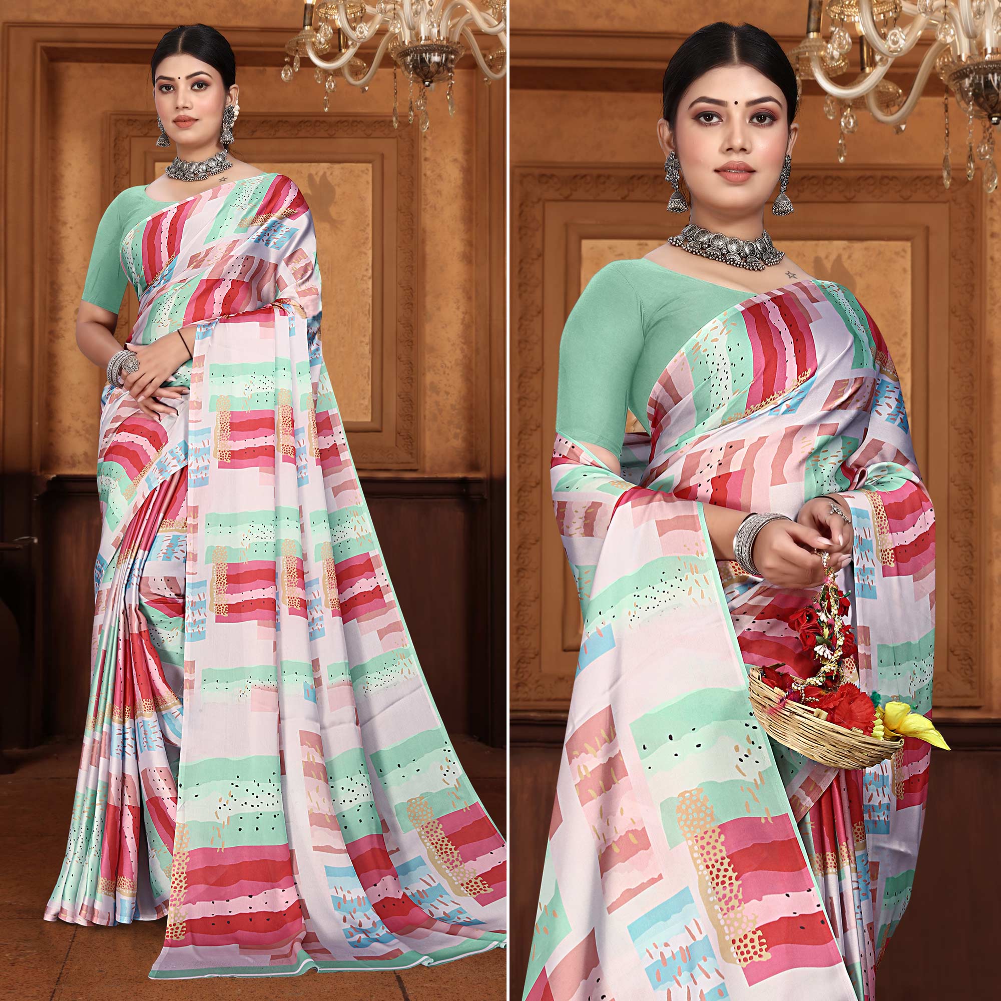 Multicolor Digital Printed Georgette Saree