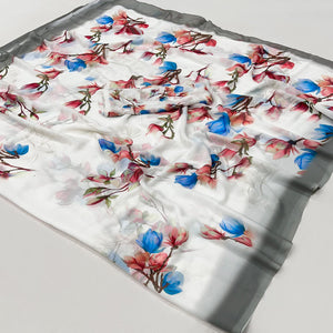 White Floral Digital Printed Georgette Saree