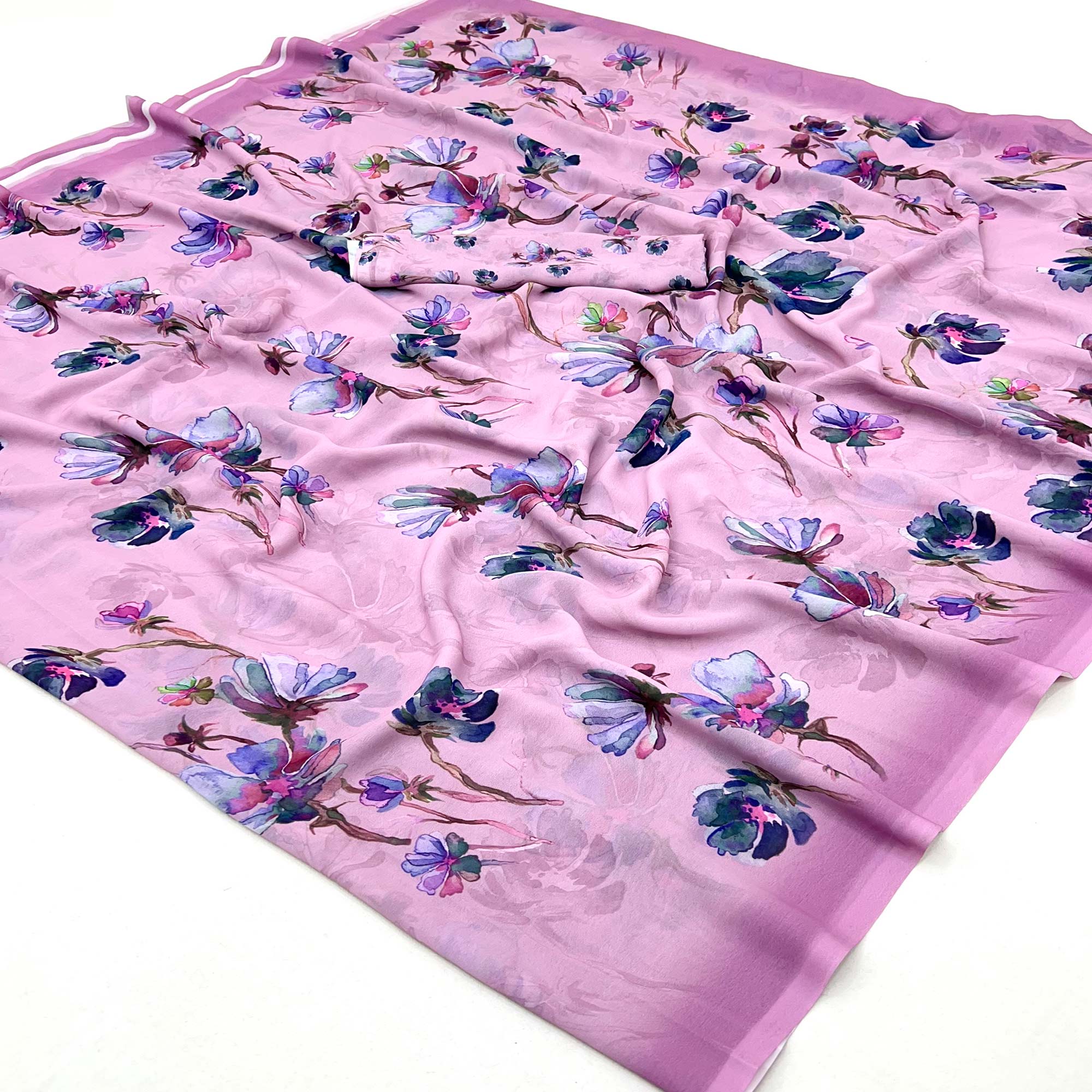 Purple Floral Digital Printed Georgette Saree