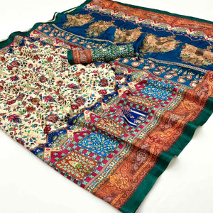 Cream Digital Floral Adorned with Artistic Prints Pashmina Elegant Drape