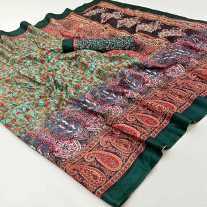 Mint Green Digital Floral Adorned with Artistic Prints Pashmina Elegant Drape