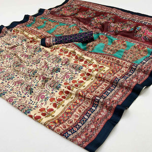 Cream Digital Floral Adorned with Artistic Prints Pashmina Elegant Drape