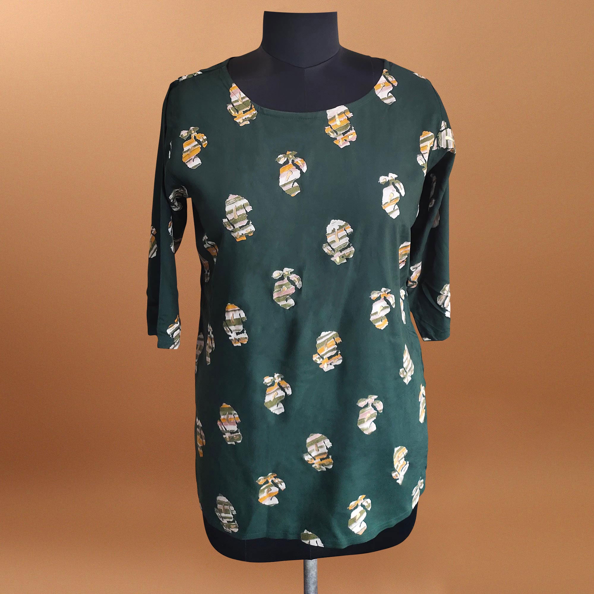 Green Printed Rayon Top