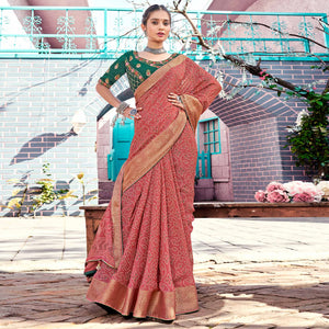 Peach Bandhani Printed Georgette Saree