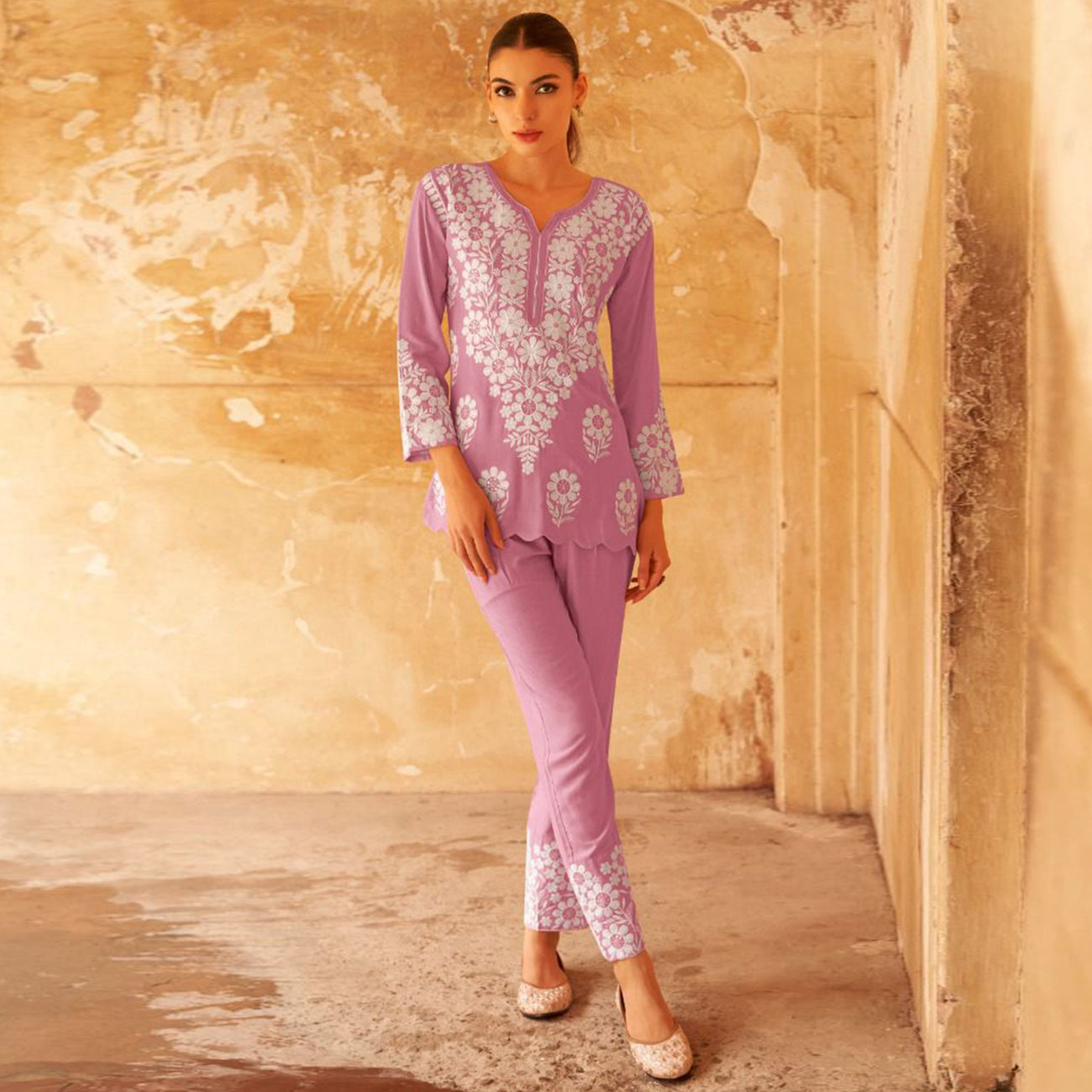 Women Floral Printed V Neck Rayon Co-ords Set