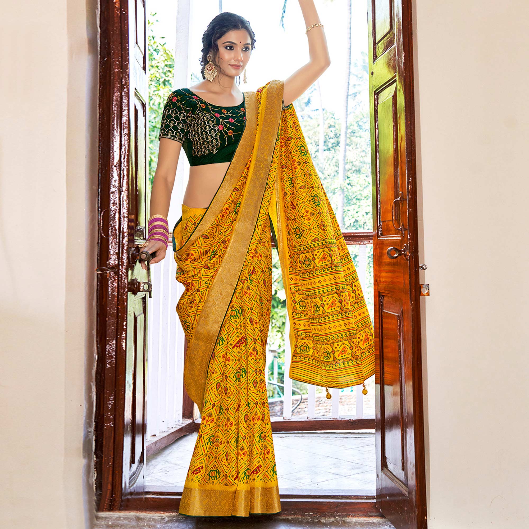 Yellow Patola Printed Art Silk Saree