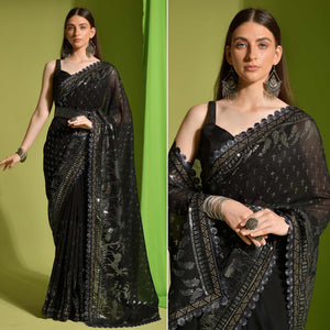 Black Sequins Embroidered Georgette Saree