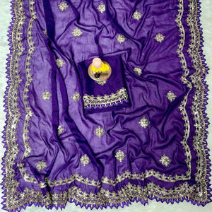 Violet Georgette Saree with Intricate Sequins Embroidery for Special Events