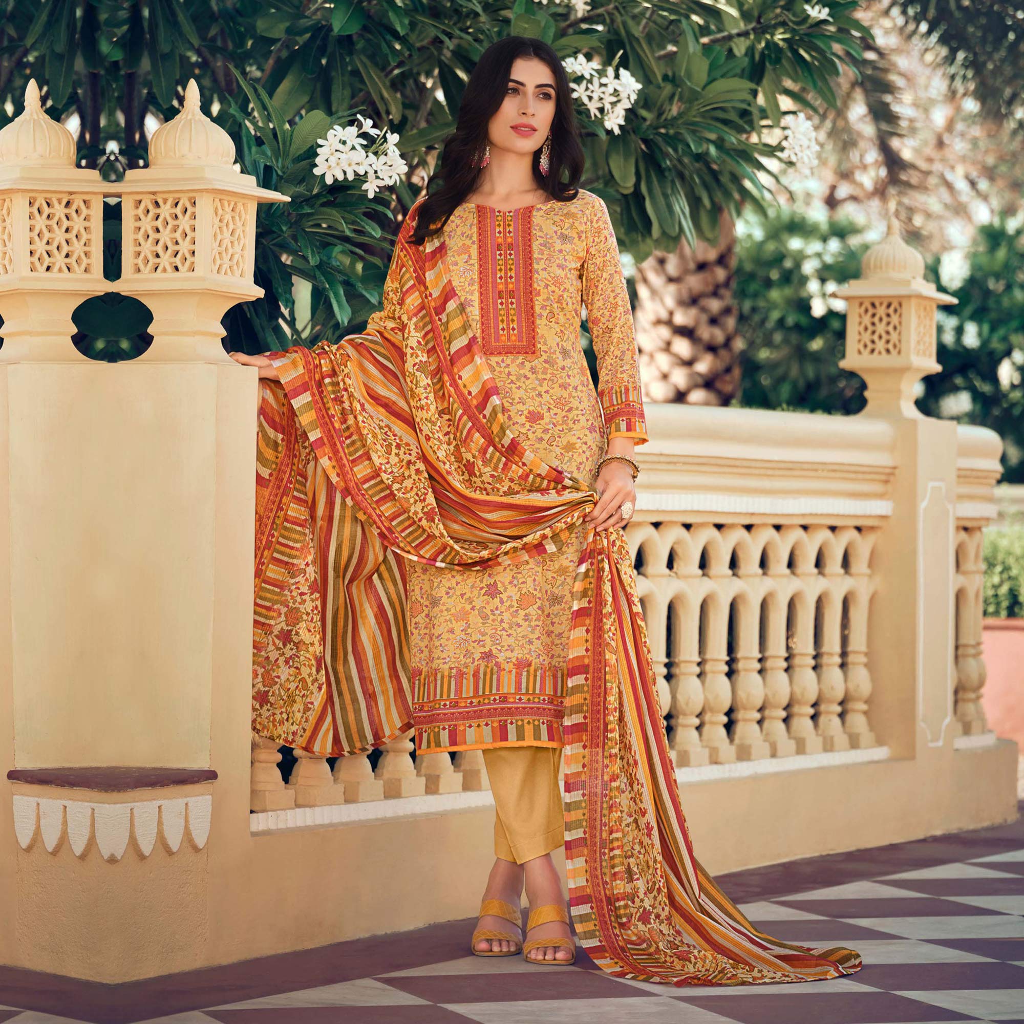 Rusty Orange  Soft Cotton Bandhej print office Wear cotton Suit main image 1