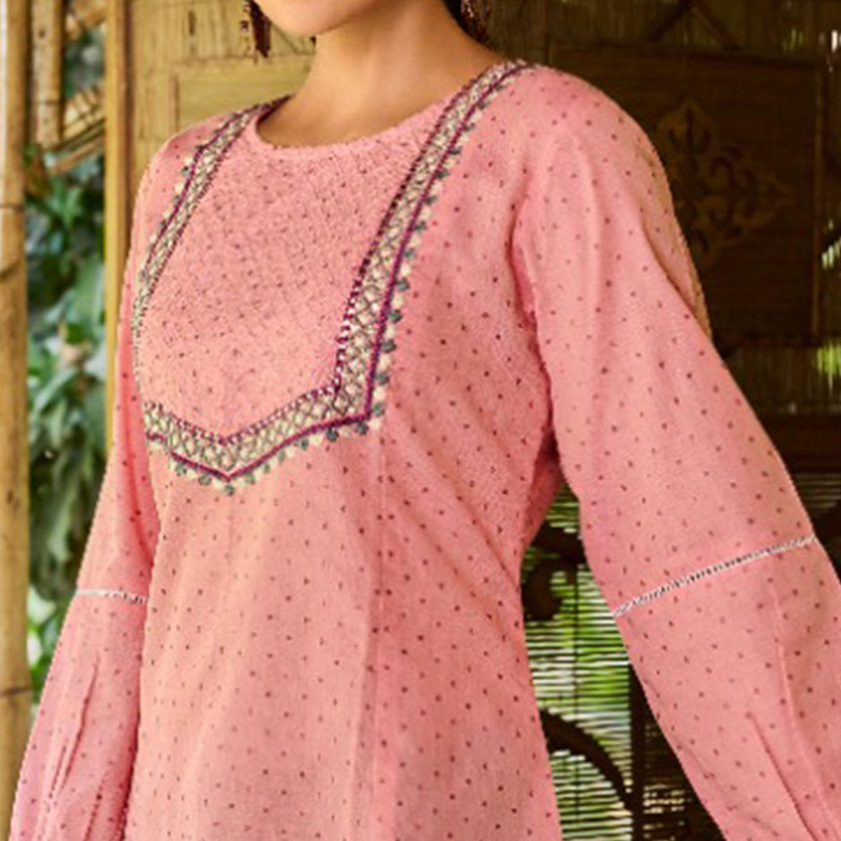Pink Printed Pure Cotton Top
