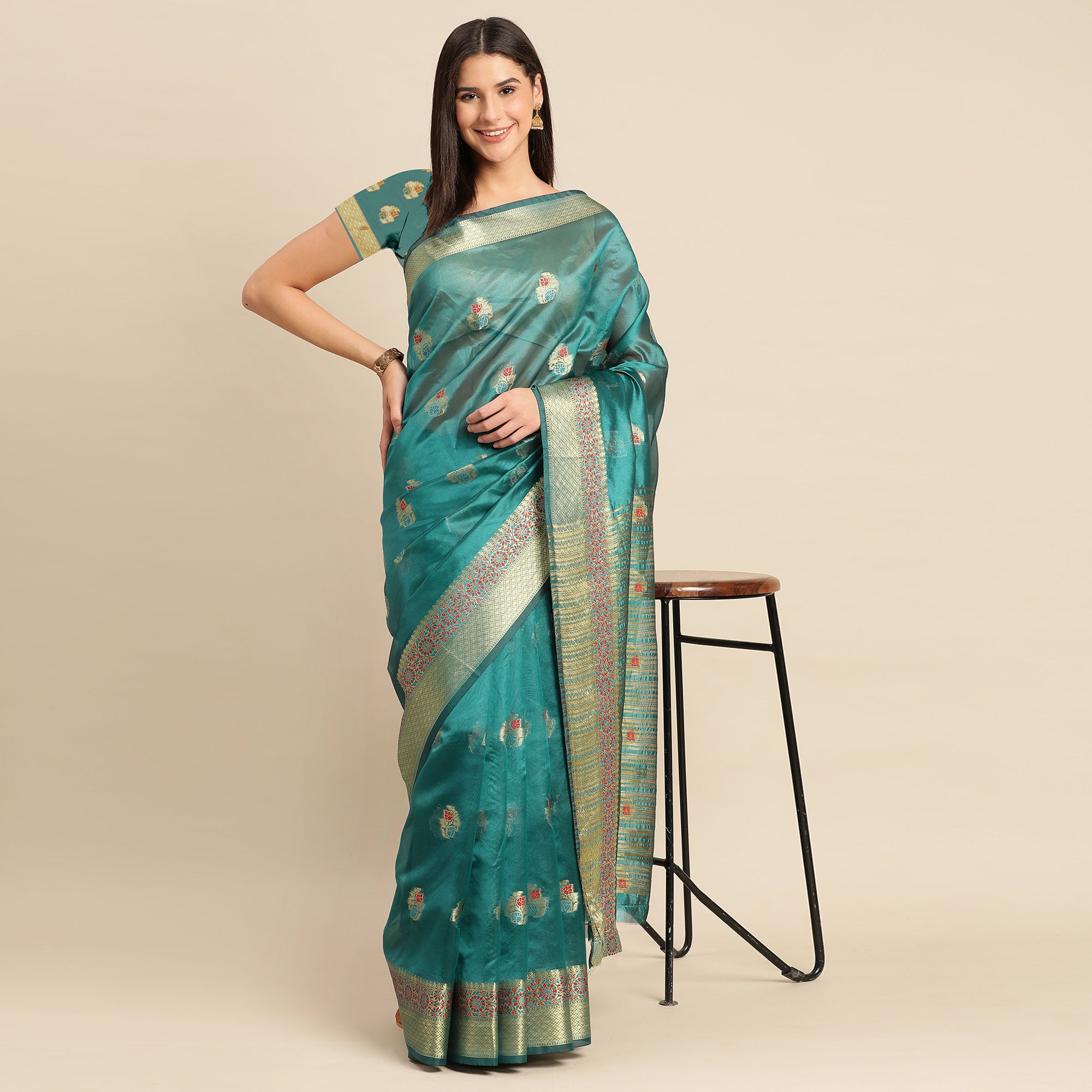 Rama Woven Organza Saree