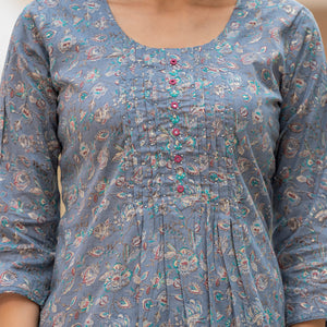Blue Floral Printed Pure Cotton Top