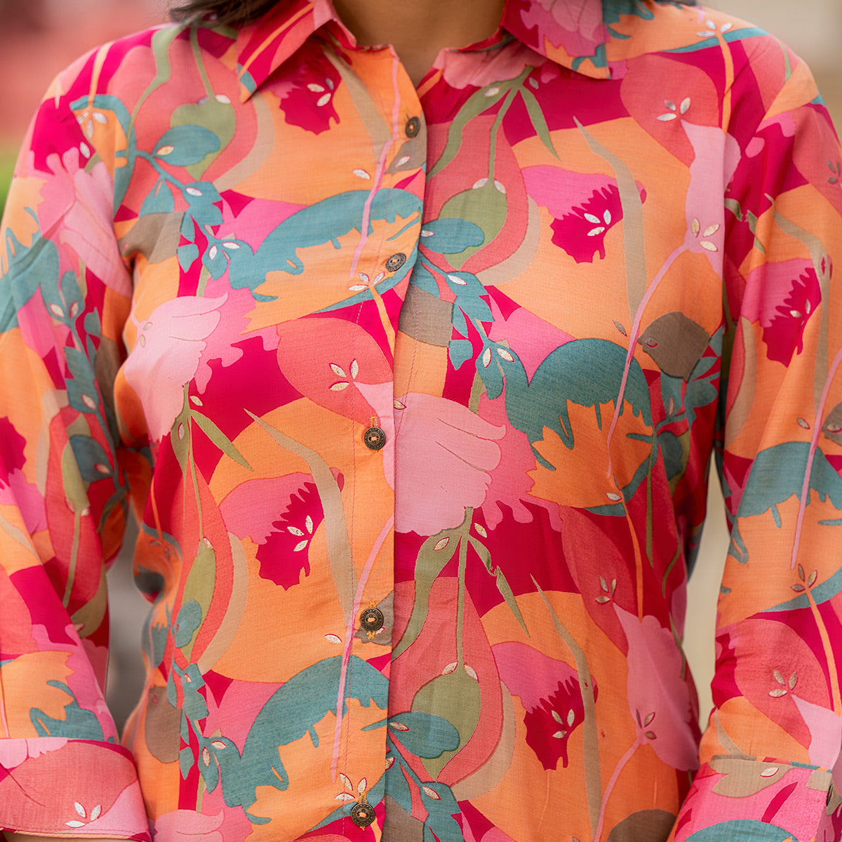 Peach Printed Rayon Top