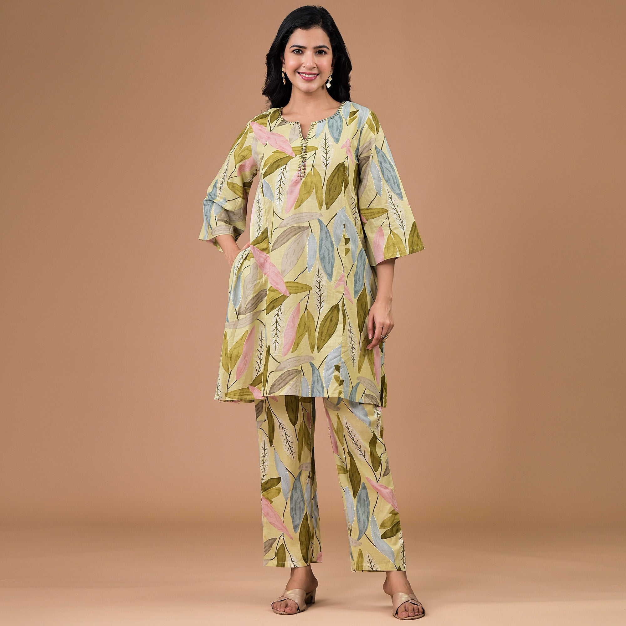 Green Printed Pure Cotton Co-ord Set
