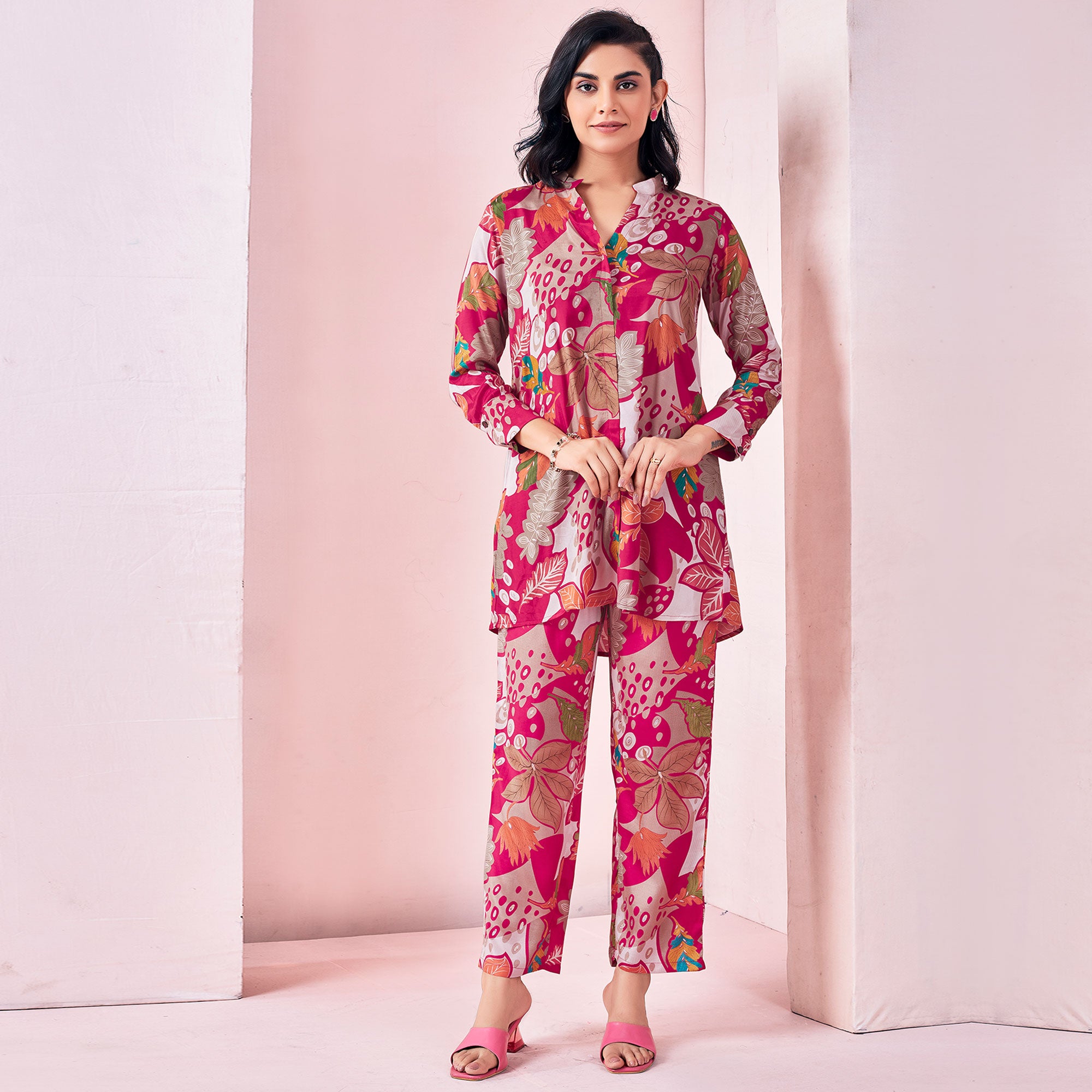 Rani Pink Printed Muslin Co-Ord Set