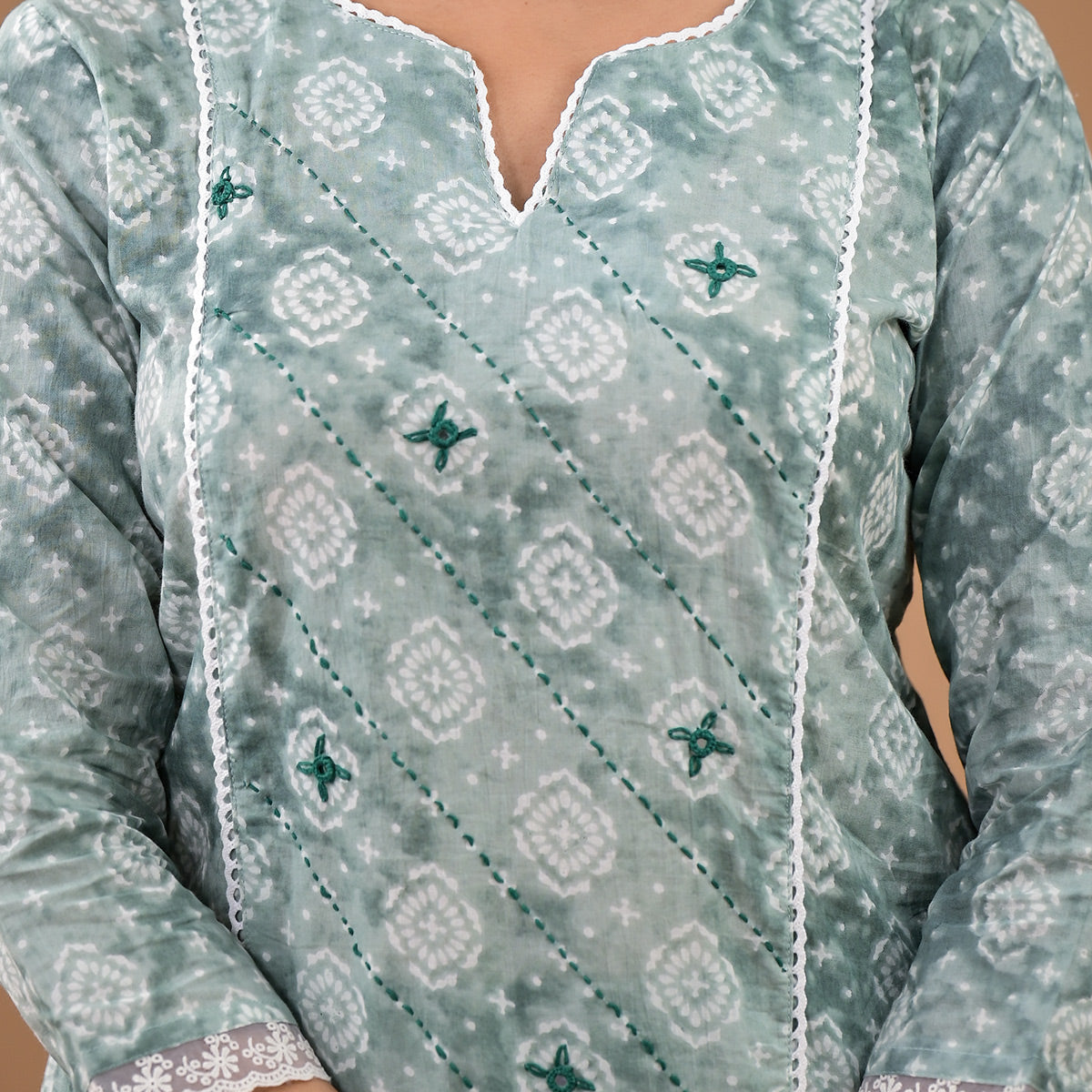 Mint Green Printed Pure Cotton Straight Salwar Suit