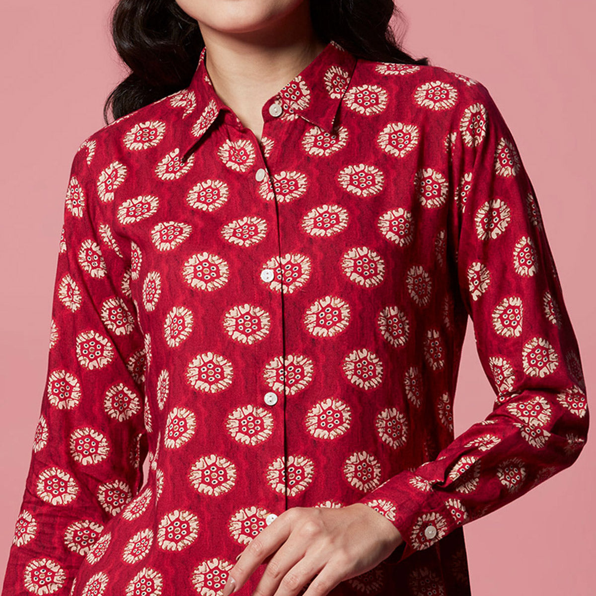 Pink Floral Printed Pure Cotton Top