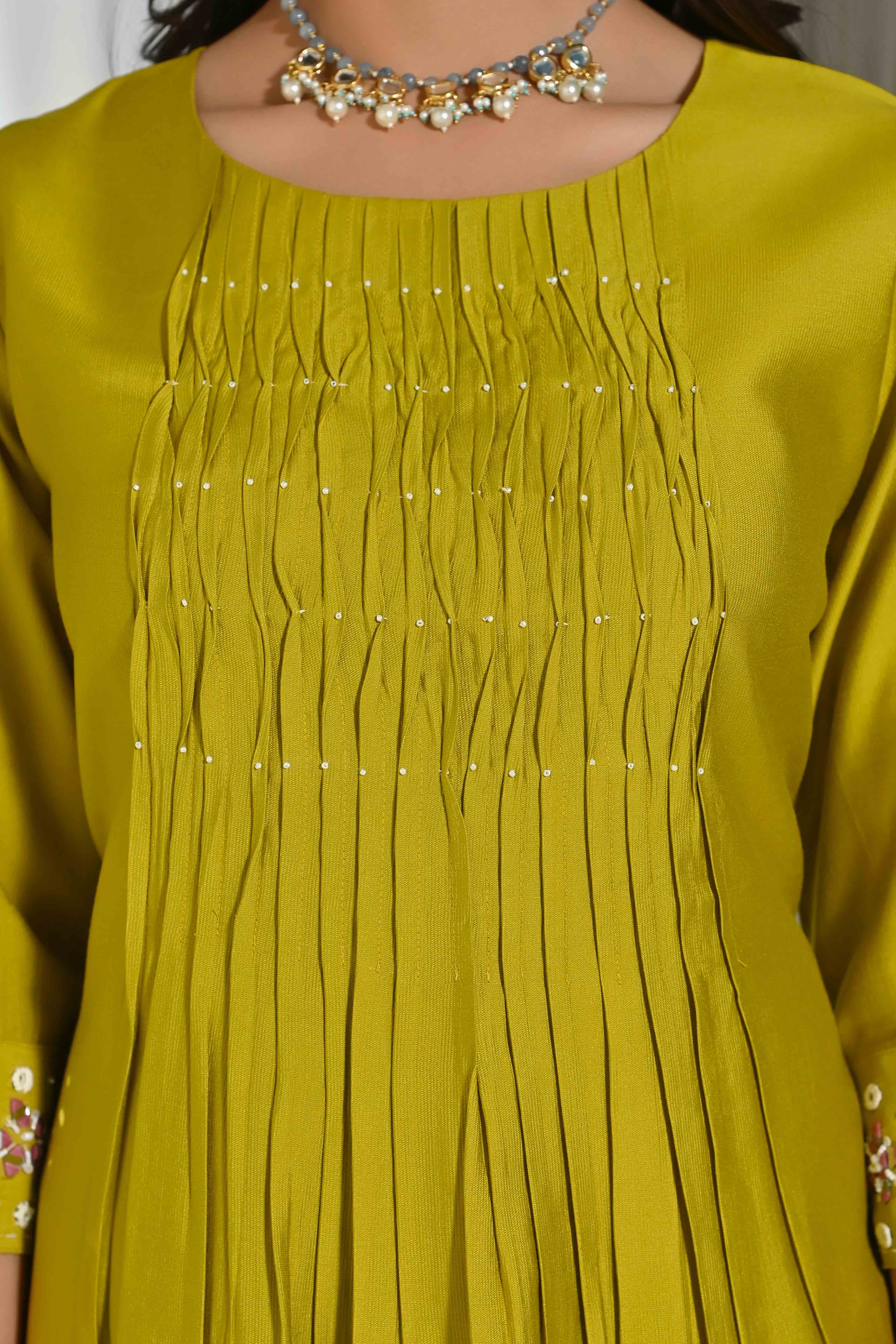 Olive Embroidered Viscose Salwar Suit