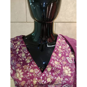 Purple Floral Printed Pure Cotton A-Line Salwar Suit