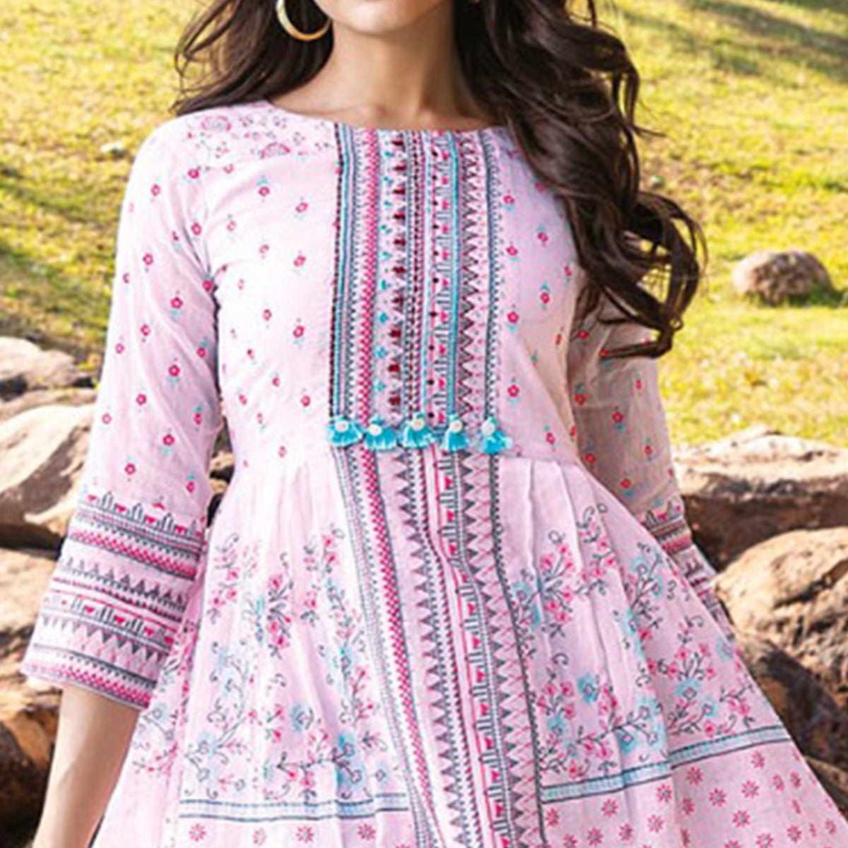 Light Pink Embroidered Cotton Co Ord Set