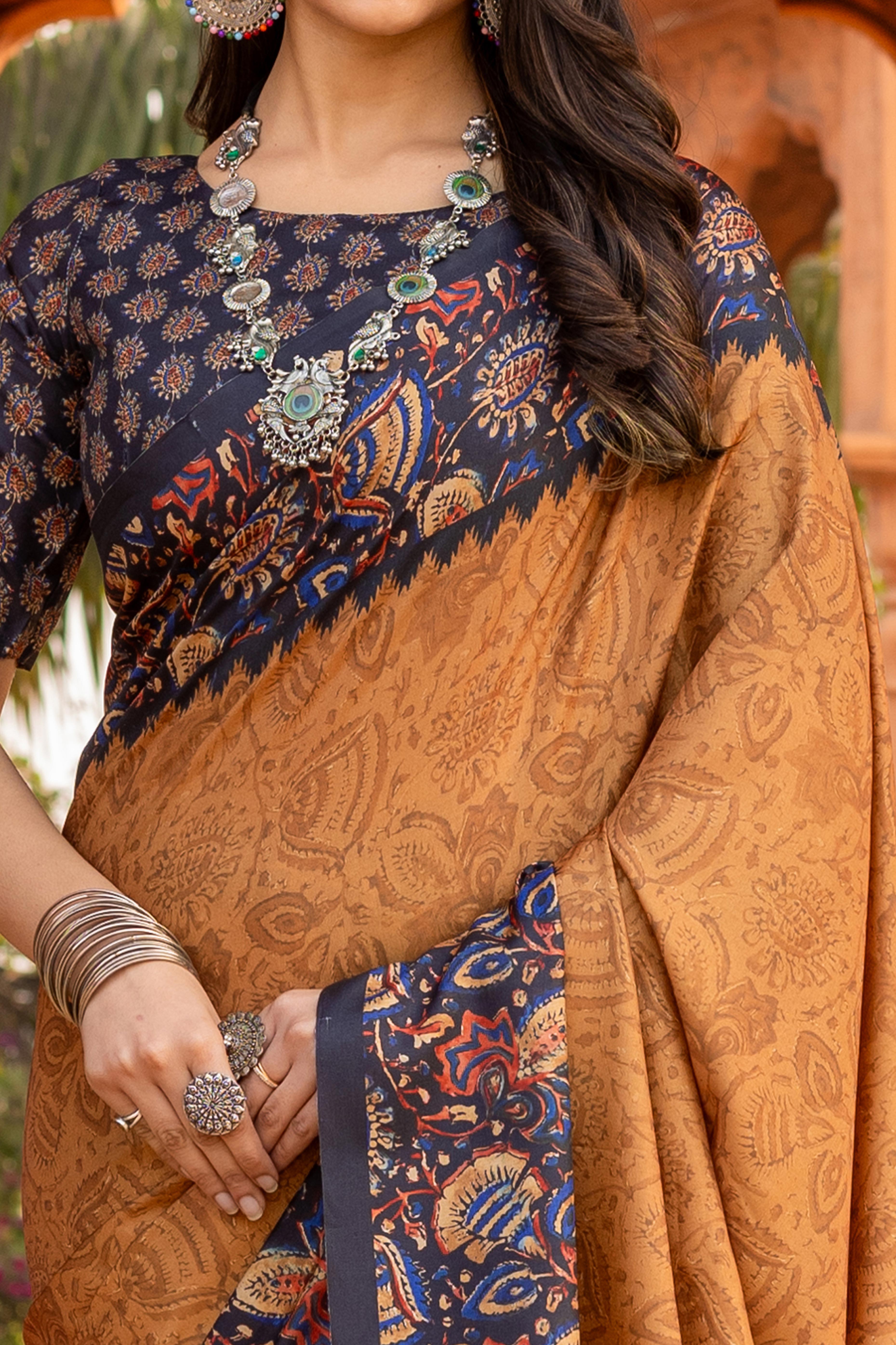Graceful Mustard Floral Printed Manipuri Cotton Silk Saree Showcasing Timeless Elegance